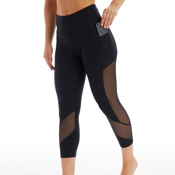 Bally Pants - Black Mesh Pocket Crop High-Waist Leggings - NWT